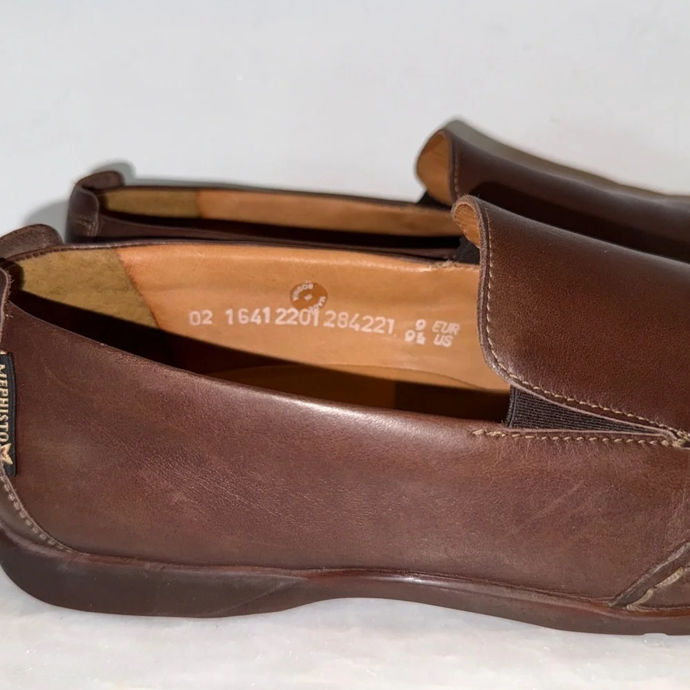 Mephisto Pistol Men’s Leather Loafers | Brown Slip-On Comfort Shoes Size 9.5